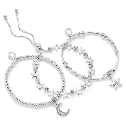 Set Of Three Celestial Stacking Bracelets Gift Set