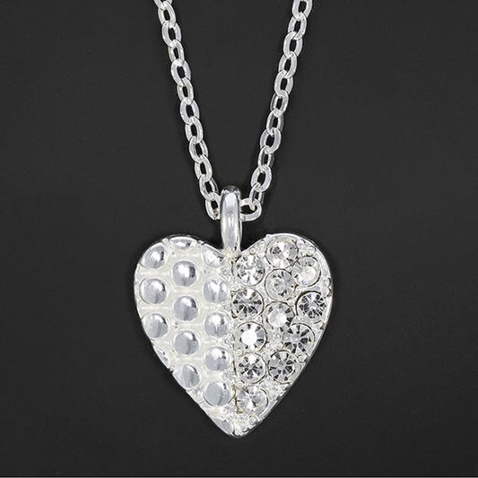 Silver Ice Sparkle Heart Necklace