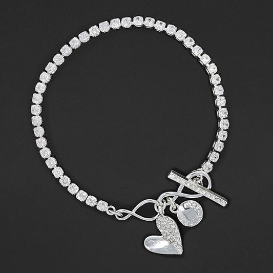 Silverplated Two Halves Heart Bracelet