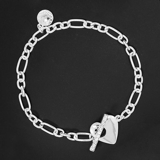 Silverplated Heart T-Bar Bracelet