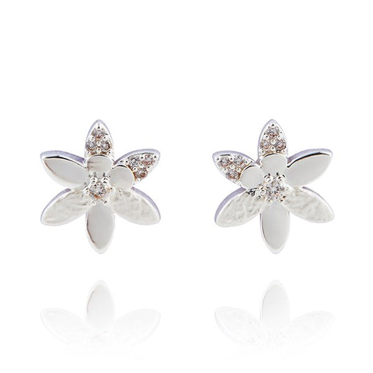 Silver Ice Sparkle Flower Earrings