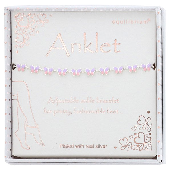 Lilac And Pink Butterfly Anklet