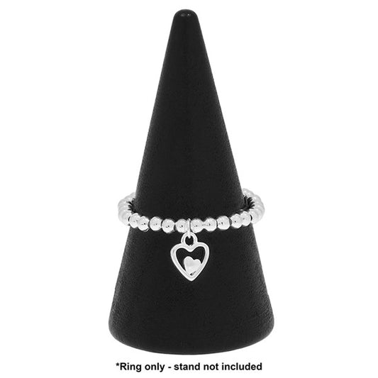 Stackable Silver Plated Ring Dangly Heart