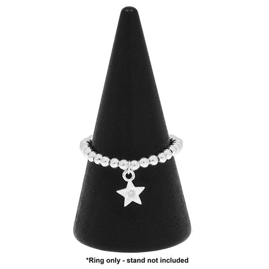 Stackable Silver Plated Ring Dangly Star