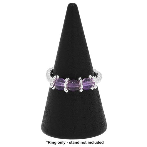 Stackable Silver Plated Ring Amethyst