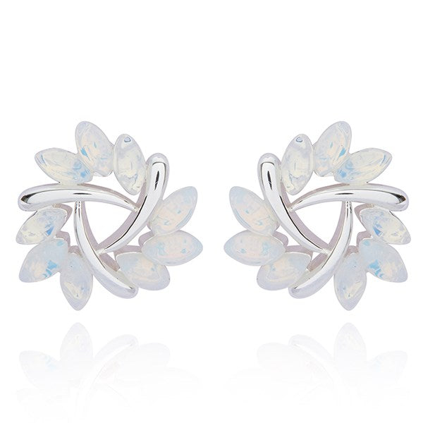 Moonstone Twist Silver Plated Stud Earrings