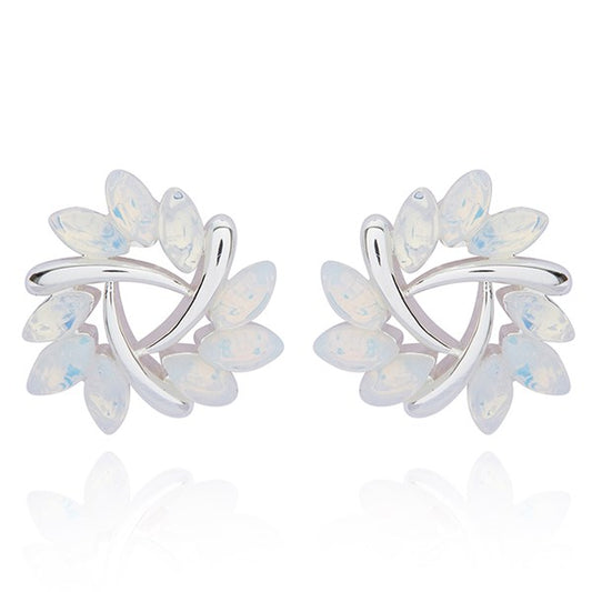 Moonstone Twist Silver Plated Stud Earrings