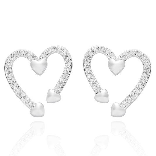 Open Heart Silver Plated Earrings