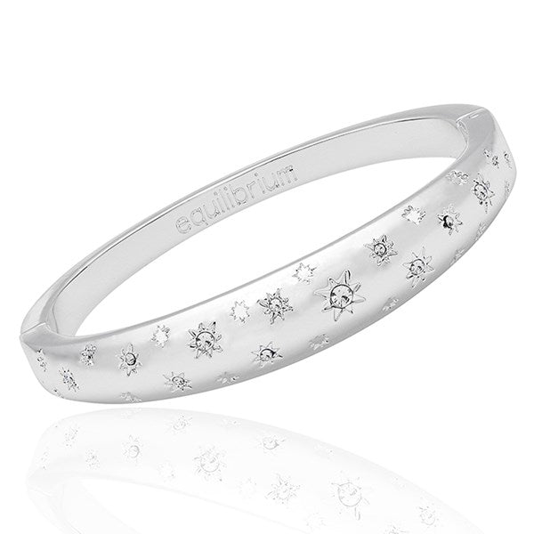 Sparkle Stars Silver Plated Bangle Clear