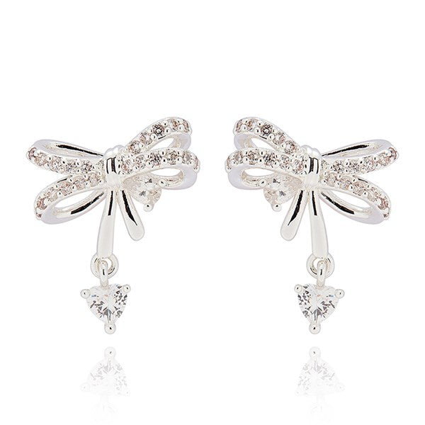 Eternal Bow Glam Silver Plated Earrings