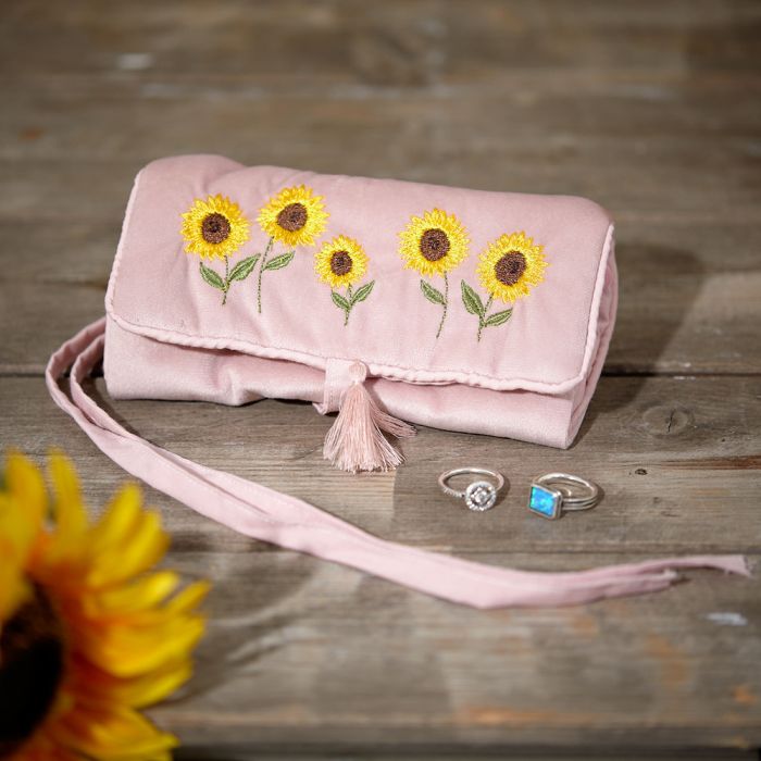 Jewellery Roll Pink Flower