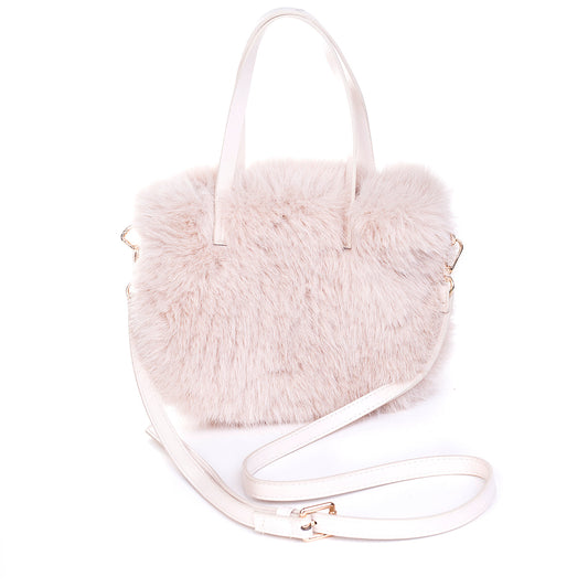 Faux Fur Bag Light Stone