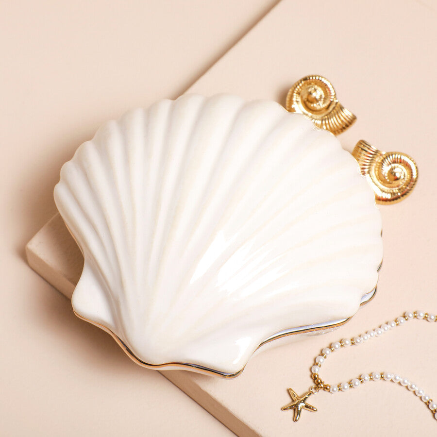 White Shell Sea La Vie Lidded Trinket Dish