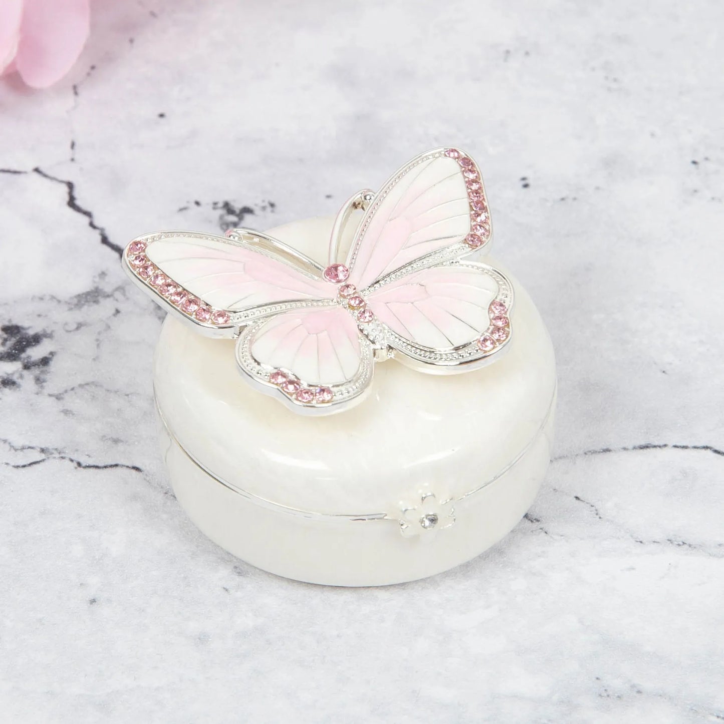 Pink Butterfly Trinket Box