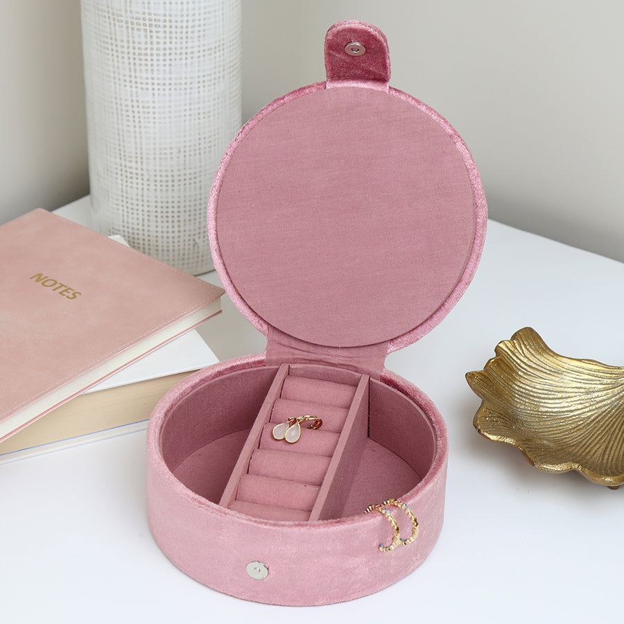 Pink Velvet Floral Crane Jewellery Box