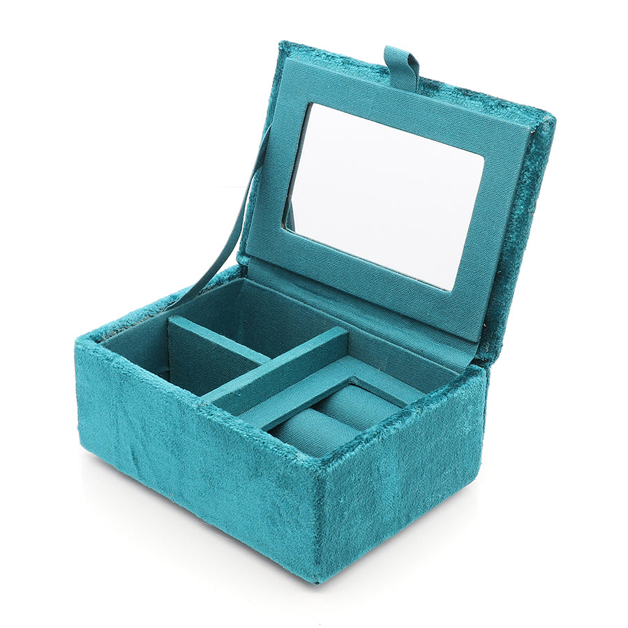 Teal Velvet Embellished Hummingbirds And Floral Jewellery Box