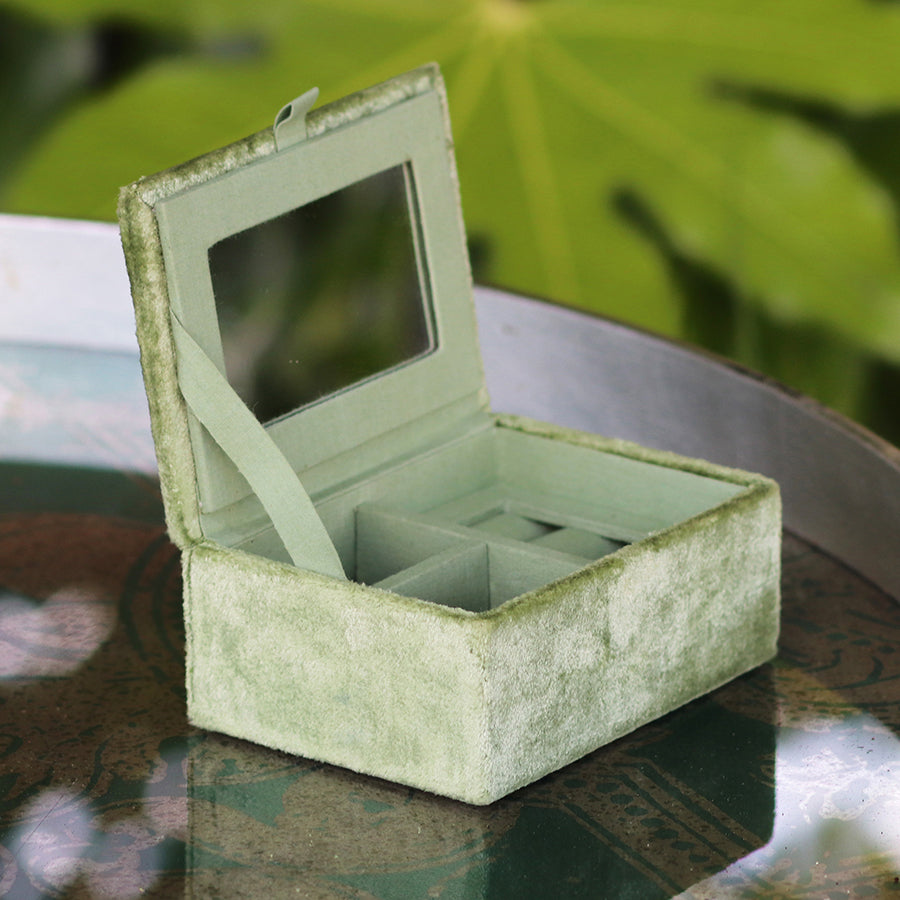 Green Velvet Floral Butterfly Jewellery Box