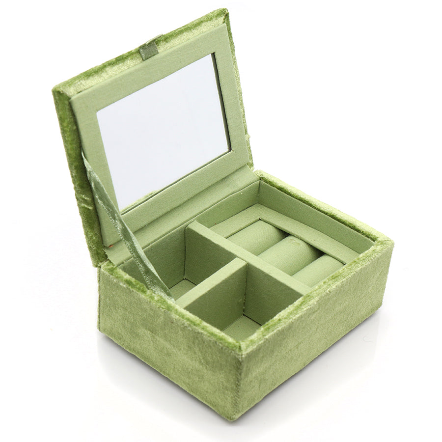 Green Velvet Floral Butterfly Jewellery Box