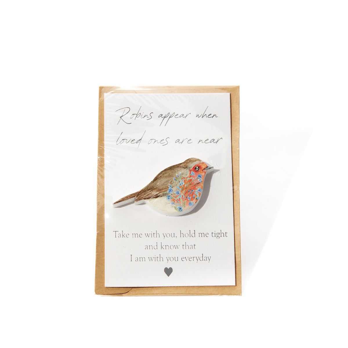 Robin Remembrance Token On Card With Envelope