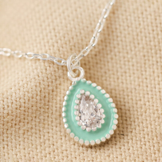 Mint Green Enamel Necklace