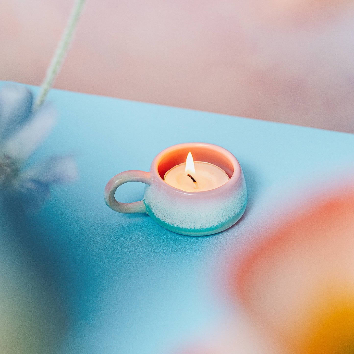 Pastel Ombre Tea Light Holder Pink And Green