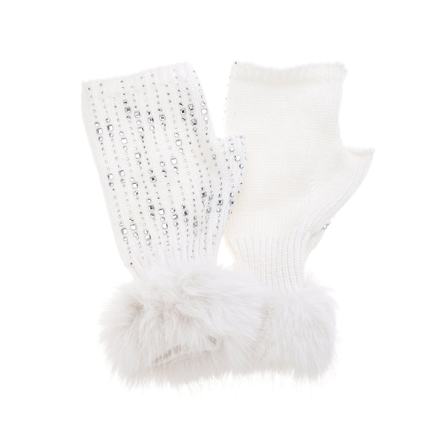 Sparkle Winter White Fingerless Gloves