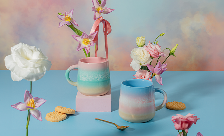 Pastel Ombre Mug Pink And Blue