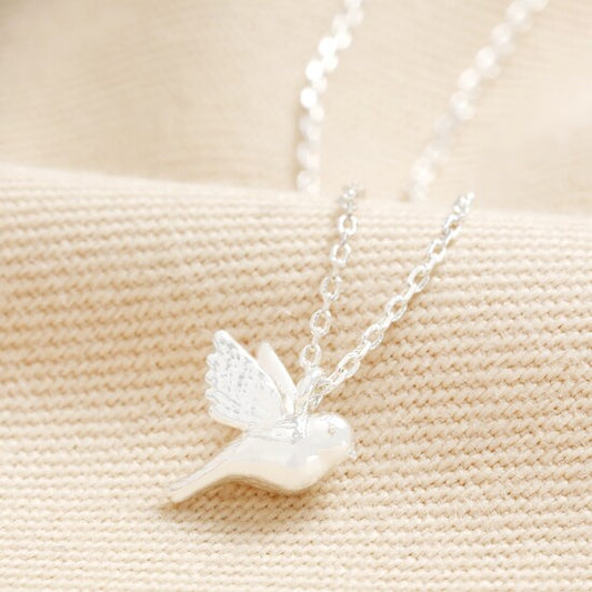 Delicate Bird Pendant Necklace In Silver