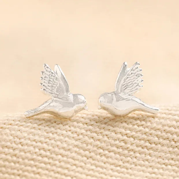 Silver Stud Bird Earrings