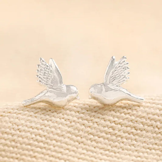 Silver Stud Bird Earrings