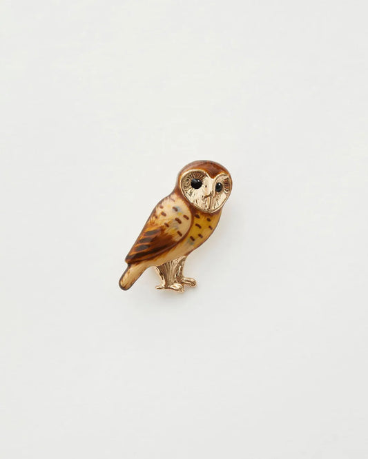 Enamel Barn Owl Brooch