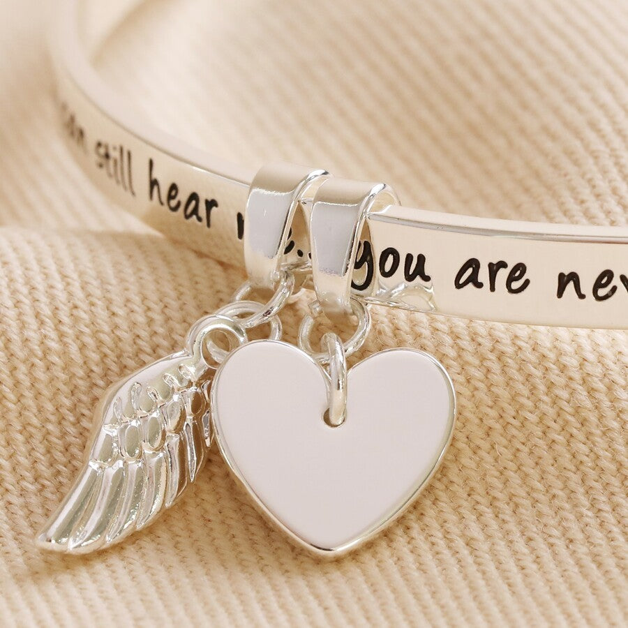 Never Forgotten Memorial Word Bangle Silver Plated