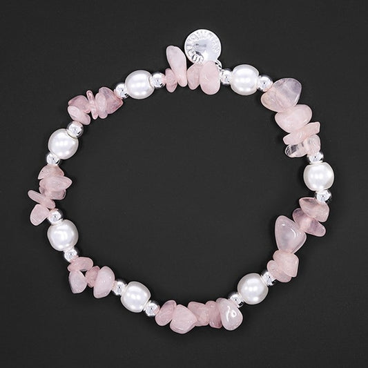 Rose Quartz Gemstone Pearl Bracelet