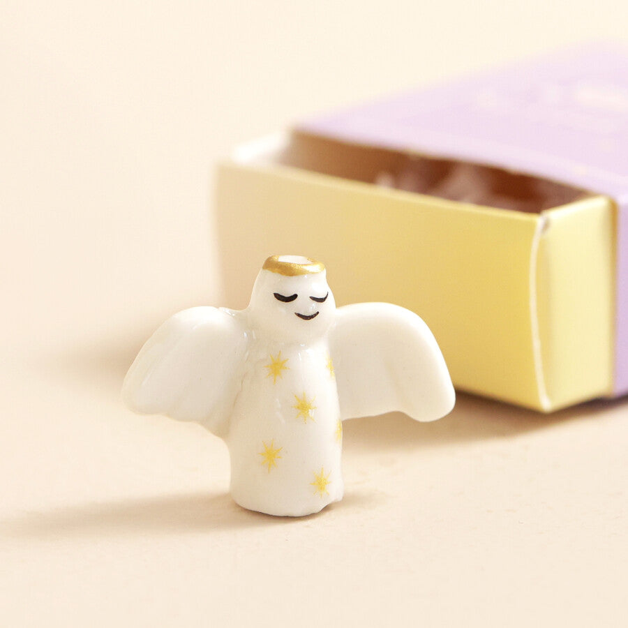 Tiny Matchbox Ceramic Angel Keepsake