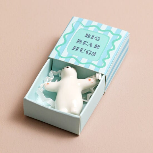 Tiny Matchbox Ceramic Bear Keepsake