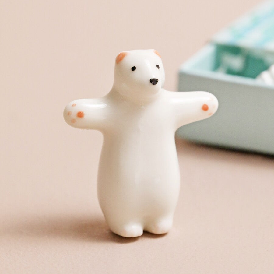 Tiny Matchbox Ceramic Bear Keepsake