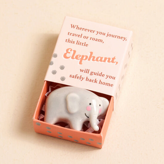 Tiny Matchbox Ceramic Elephant Keepsake